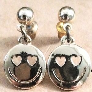 Silver Smiley Face Earrings